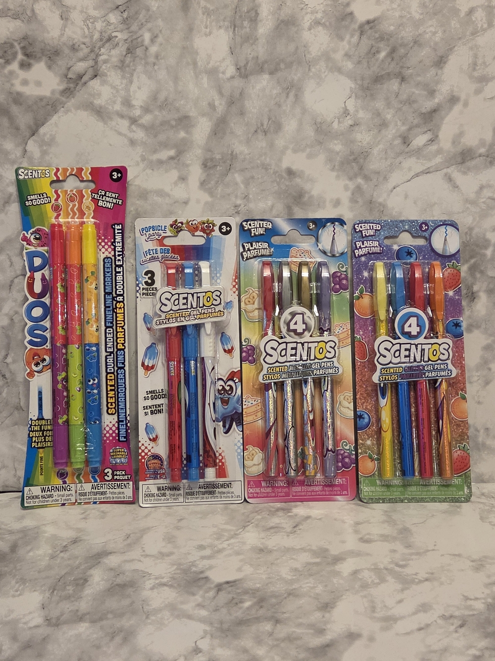 Scentos Scented Gel Pens and Markers Bundle of 4 - Assorted Bright Colors